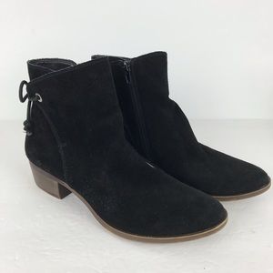 Lucky Brand Gwenore Black Suede Tie Ankle Boots